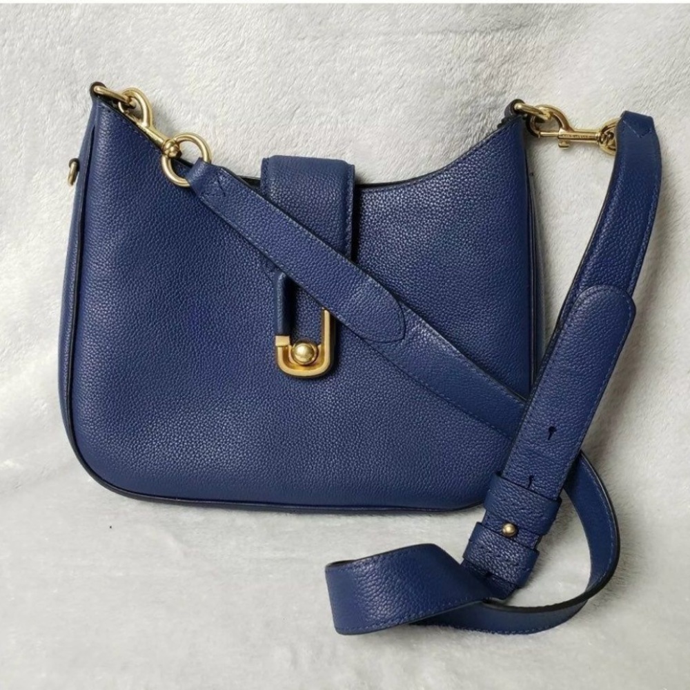 Marc Jacobs Navy Blue Gold Pebble Leather Bag